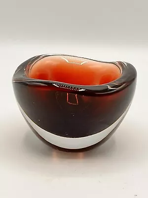 Buy ORREFORS SVEN PALMQUIST Signed Red Clear Cased Art Glass Bowl PU 3092/1 Small • 46.30£