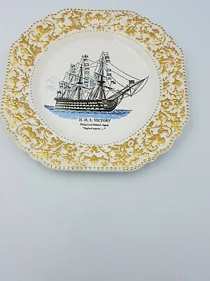 Buy Lord Nelson Pottery Hms Victory Lord Nelson Tall Ship Display Plate Gold Border • 13.99£
