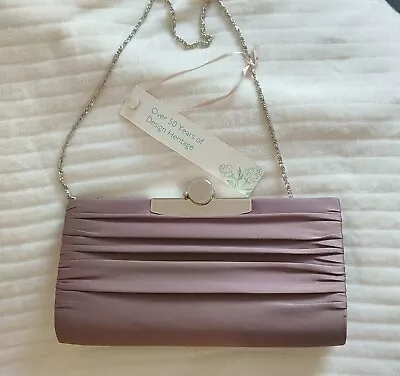 Buy Laura Ashley Taupe Oyster Pleated Polyester Clutch /shoulder Bag Silver Chain  • 6.99£