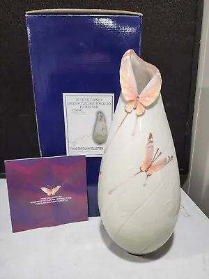 Buy Large 15” Franz Porcelain Butterfly Vase #FZ00042 IN BOX • 153.11£