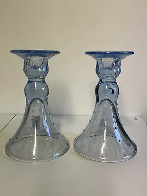 Buy Vintage Blue Glass Hobnail Candlestick Holders IKEA  • 12.99£