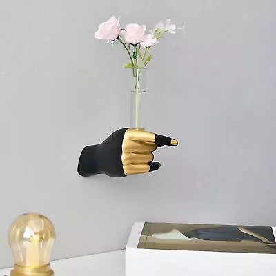Buy Modern Hand Shaped Figurines Decorative Vase Ornament Wall Mounted Clear Tube • 12.97£
