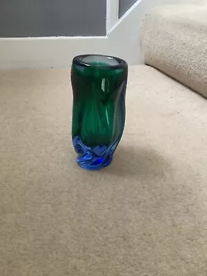 Buy Vintage Czech Chribska For Josef Hospodka Glass Green/Blue Swirl Twist Vase • 35£