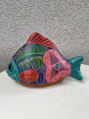 Buy Vtg Mexican Folk Art Pottery Fish Hand Painted Floral • 34.02£