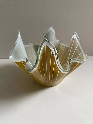 Buy Chance Brothers Mustard Glass 'Cordon' Retro Handkerchief Vase~ Mid Century • 15£