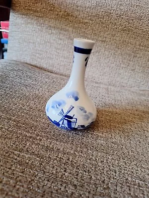 Buy  Vintage Elesva Blue And White Delft Blue Style Bud Vase • 4.99£