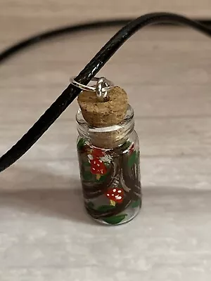 Buy Hand Painted Personalised Toadstool Glass Wish Bottle Pendant  • 15£