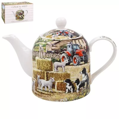 Buy Fine China Collie & Sheep 2 Cup Gift Boxed Teapot Farmyard Scene • 19.99£