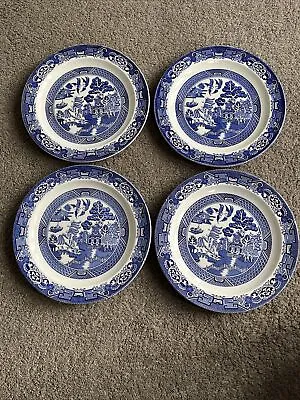 Buy Set Of 4 Woods Ware Willow Pattern Dinner Plates 10” • 9.99£