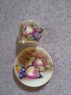 Buy Aynsley Orchard Fruit GOLD Coffee Cup Can & Saucer • 26.99£