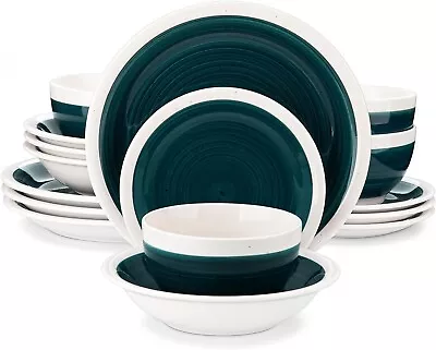 Buy Vancasso ORI Green 16Piece Dinner Set Porcelain PlateSet Tableware Service For 4 • 200£