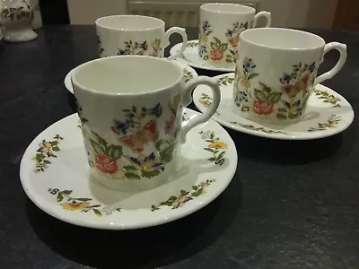 Buy Aynsley Cottage Garden Bone China Four  Coffee Cups & Saucers • 14£
