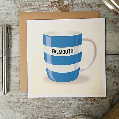Buy Cornishware Inspired Greeting Card - 12oz Mug FALMOUTH • 3£