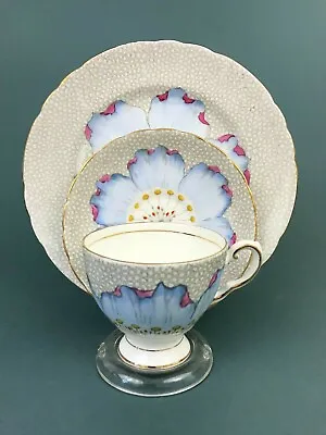 Buy Royal Tuscan Bone China C6359 Blue Poppy Tea Cup Saucer Dessert Plate Gold Trim • 143.45£