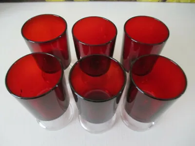 Buy 6 RETRO FRENCH LUMINARC 1970s RUBY RED WINE GLASSES 3.5 Inches/ 9cms • 12£