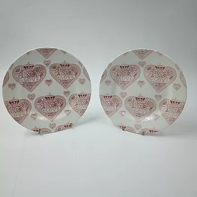 Buy 2X Churchill Queens  Made With Love  Ceramic Pink & White Side/Salad Plate 8  • 10£