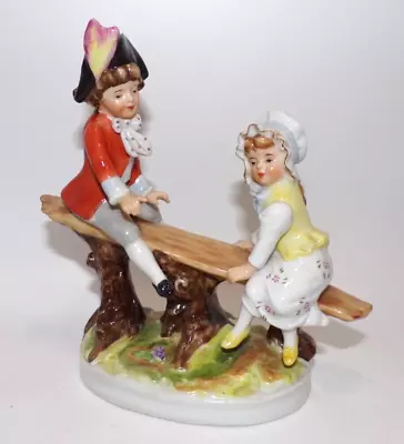 Buy Saxony Porcelain Figure Children On Seesaw Hand Painted Dresden Germany • 25£