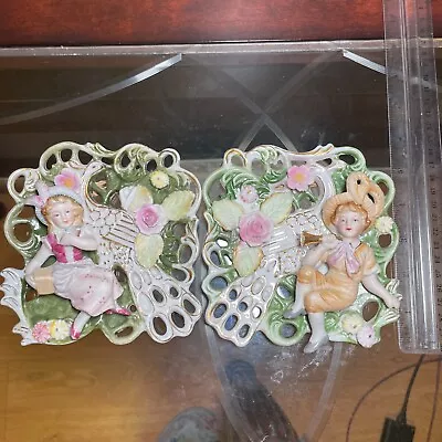 Buy Vintage Set Of Capodimonte Porcelain Wall Hanging Plaques Betson's China Japan • 152.03£