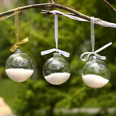 Buy 10X 8cm Clear Glass Fillable Baubles Balls Christmas Tree Ornament Hanging Balls • 12.95£
