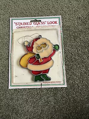 Buy Christmas Decoration Stained Glass Look Santa  • 3£