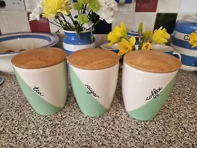 Buy T G Green Pottery Cloverleaf Tea Coffee Sugar Canisters Unusual Design • 40£