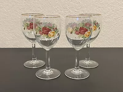 Buy Royal Doulton Gold Rimmed Country Rose Wine Glasses Set Of 4 • 42.58£