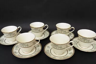 Buy Minton Fine Bone China Henley Pattern Set Of 6 Cups & Saucers • 24.95£
