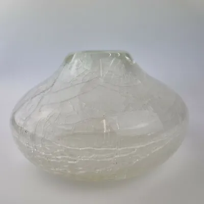 Buy 20th Century Art Glass Crackle Effect White Interior Vase Sia Collection 5.23kg • 149£