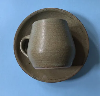 Buy Vintage Tregaron Welsh Wales Pottery Stoneware Coffee Pot & Cup Set Kaki Green • 17.99£