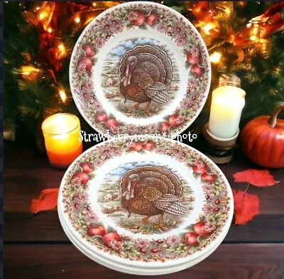 Buy 4pc Fall Royal Stafford Thanksgiving Cranberry Eggcorn Turkey Dinner Plate Set • 64.36£