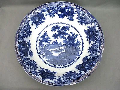 Buy Large 19th Century Flow Blue Serving Bowl - Staffordshire * • 18£