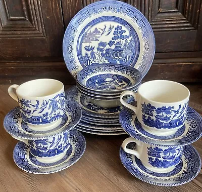 Buy 20 Pc. Churchill Willow Blue & White Dinner Salad Plate Cup Saucer Bowl Set 5 HT • 57.63£