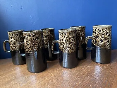 Buy Superb Matching Set Of X 6 Studio Pottery Hand-thrown Honeycomb Glazed Mugs • 25£