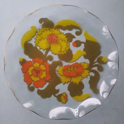 Buy Vintage Retro 70s Chance Orange Yellow Floral Fluted Edge Glass Plate Dish 9.5  • 7.99£