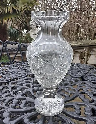 Buy Large Antique Bohemian French Baccarat Cut Glass Vase Beautiful Shape • 100£