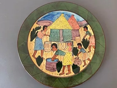 Buy Zimbabwe Art Pottery, Folk Art  11.25  Plate- Village Life, Signed By MIKAH,1998 • 33.15£