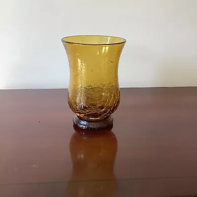Buy Amber Glass Vase Crazed Effect • 4.50£
