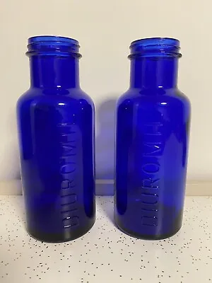 Buy 2 Vintage Blue Glass Diuromil Medicine Bottles Chemist Bottles Cures • 8£