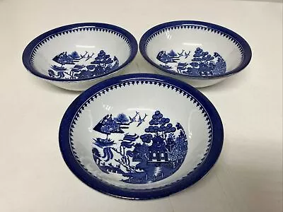Buy 3 Vintage (pre 1950) Mintons Pottery Blue Willow Pattern Bowls • 20£