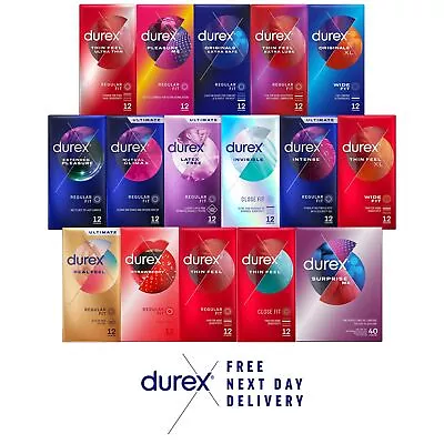 Buy Durex Condoms All Types - Latex Free, Extra Safe, Thin, Ribbed, Dotted, Large • 71.99£