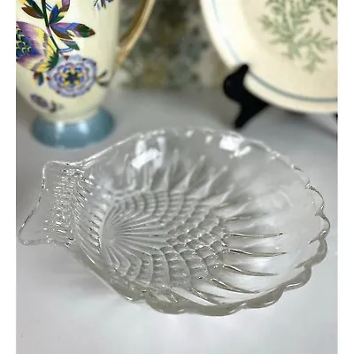 Buy Vintage Glass Shell Candy Dish, Depression Ware Nut Or Candy Dish, Clear Glass • 28.67£