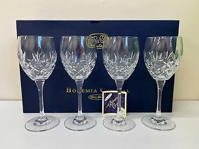 Buy Vintage Bohemia Crystal Henry Marchant Wine Glasses Crystal Cut Design X 4 • 9.99£