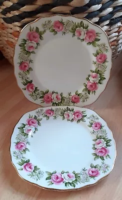 Buy 2  Vintage Colclough China Enchantment Pink / White Roses Tea / Side Plate • 6.99£