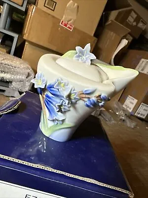 Buy Franz Porcelain Bluebell Flower Sugar Jar Bowl With Cover FZ00878 • 141.94£