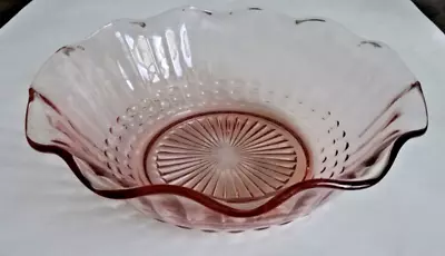 Buy Vintage Pink Depression Glass Candy Dish Fluted Edge Scalloped Hobnail Bowl  • 9.43£