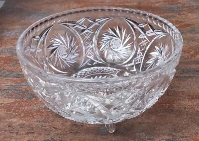 Buy Vintage Small Cut Glass Star Design Fruit / Trifle Bowl 7inch (18cm) Raised Feet • 6.50£