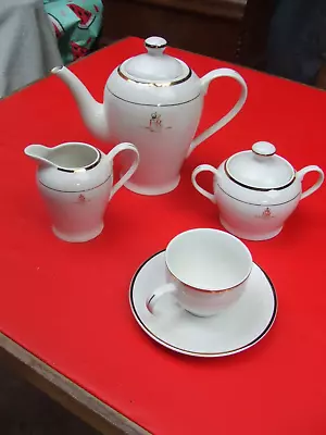 Buy Queen Elizabeth GOLDEN JUBILEE TEA SET Incl TEAPOT * White & Gold Porcelain EXC • 9.99£