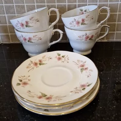 Buy 4 Duchess Bone China Glen Floral Cups & 3 Saucers In Mint Condition  • 10£