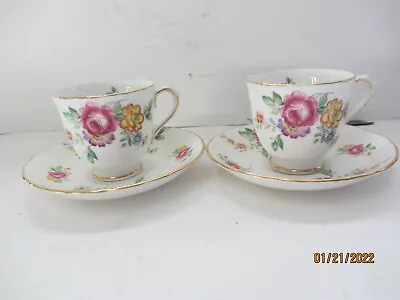 Buy 2 Vintage New Chelsea Staffs Cabbage Rose Design Tea Cups And Saucers • 9.60£