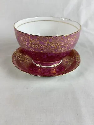 Buy Ornate Royal Grafton Pink & Gold Bone China Delicate Soup / Cereal Bowl & Saucer • 8£